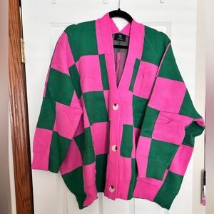 Dressed in LALA checkered cardigan